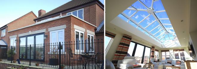 Parapet style orangery with stone lintels