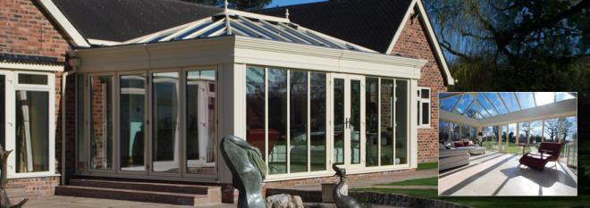 Green fascia style orangery 