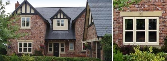 CREAM PVC-u WINDOWS WITH EQUAL SIGHT LINES & DUMMY TRANSOMS