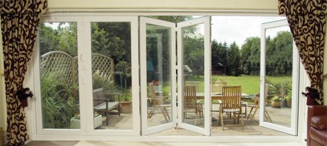 White PVC-u multi-fold doors